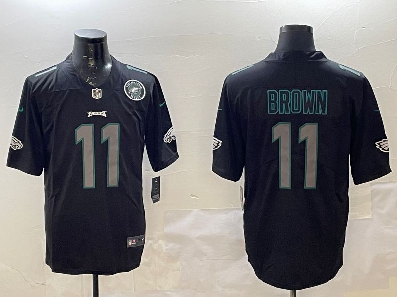 Men Philadelphia Eagles 11 Brown Black 2025 Nike Vapor Limited NFL Jersey style 2262
